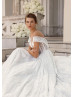 Ivory Glitter Buttons Back Top Fashion Wedding Dress